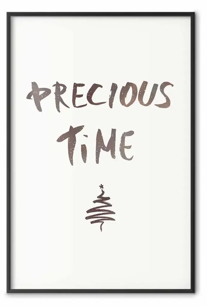 Poster: Tempo prezioso - scritta inglese, albero Natale stile festivo