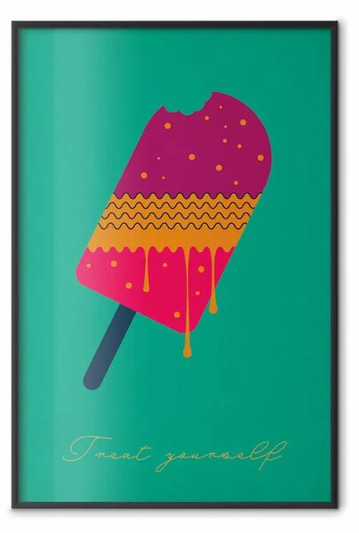 Poster: Coccolati - gelato colorato su stecco su sfondo turchese uniforme