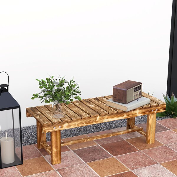 Outsunny Panca da giardino, panca, per 2 persone, rustica, 110 x 38 x 35 cm, Marrone scuro | Aosom Italy
