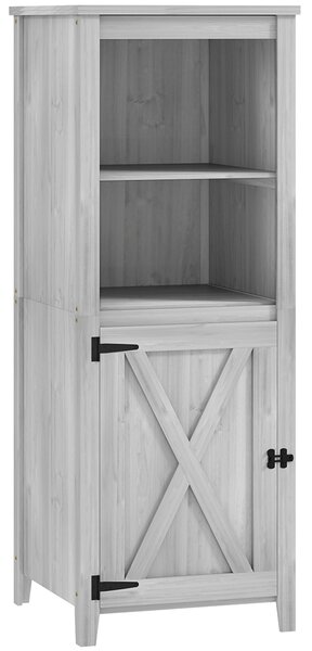 Outsunny Capanno con porta a fienile, ripiani regolabili, design snello, abete, Grigio chiaro | Aosom Italy