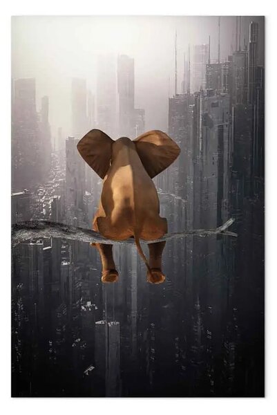 Quadro Elefante in città verticale - animale fantastico