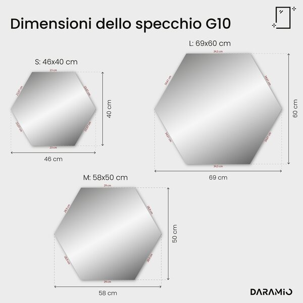 Specchio atipico con luce LED G10