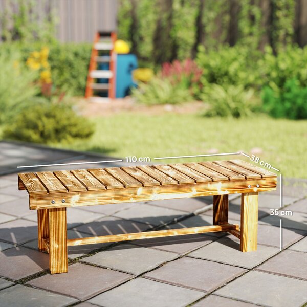 Outsunny Panca da giardino, panca, per 2 persone, rustica, 110 x 38 x 35 cm, Marrone scuro | Aosom Italy