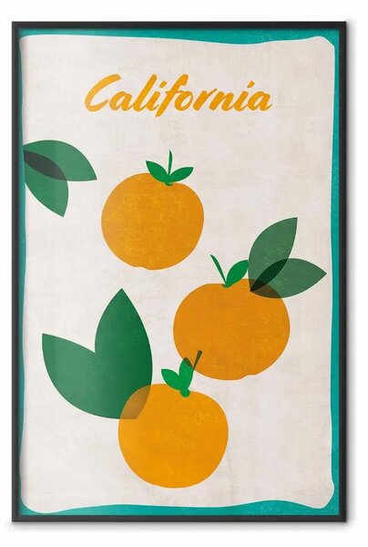 Poster: Boschetto californiano - frutti arancioni con scritta su sfondo chiaro