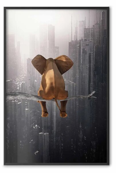 Poster: Elefante città - elefante fantastico su albero