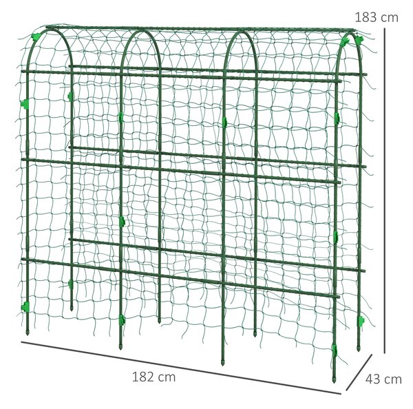 Outsunny Grande arco rampicante, rete protettiva per uccelli, montaggio semplice, metallo, 43 x 182 x 183 cm | Aosom Italy