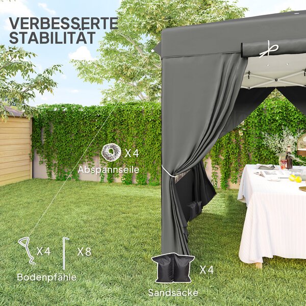 Outsunny Gazebo pop-up 2,5 x 2,5 m con pareti laterali e borsa da trasporto, gazebo da giardino regolabile in altezza UPF50+, Grigio scuro | Aosom Italy