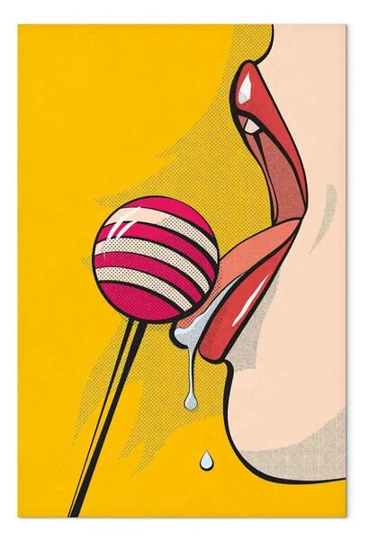 Quadro Lecca-lecca colorato e labbra - grafica in stile pop art