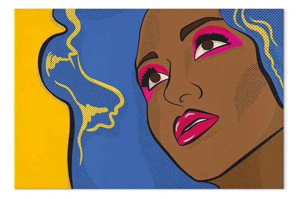 Quadro contemporaneo Volto di una donna - grafica della gioventù in stile pop art