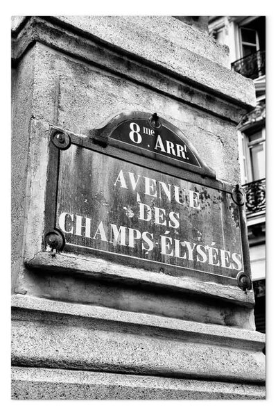 Quadro Grafica in bianco e nero con il famoso Champs-Elysees