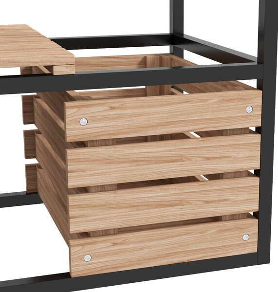 Outsunny Fioriera a gradoni Orto rialzato, resistente alle intemperie, 3 fioriere, 83 cm x 39 cm x 100 cm, Naturale + Nero | Aosom Italy