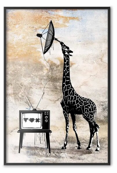 Poster: Giraffa televisiva - figura astratta giraffa nera con antenna