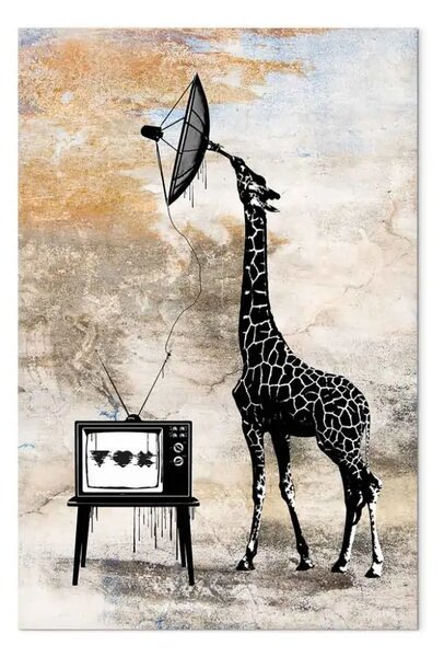 Quadro su tela Giraffa televisiva verticale - fantastico animale divertente