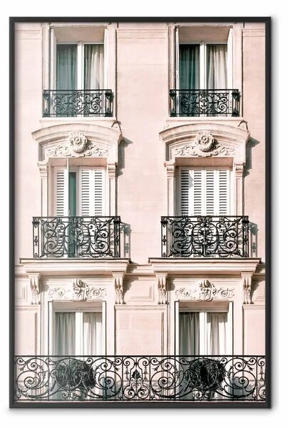 Poster: Facciata solare - architettura edificio, cornici decorate finestre
