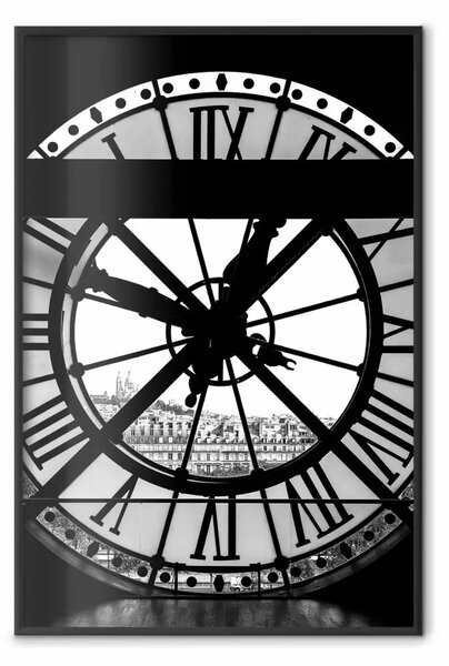Poster: Orologio Musée d'Orsay - architettura in bianco e nero di un orologio