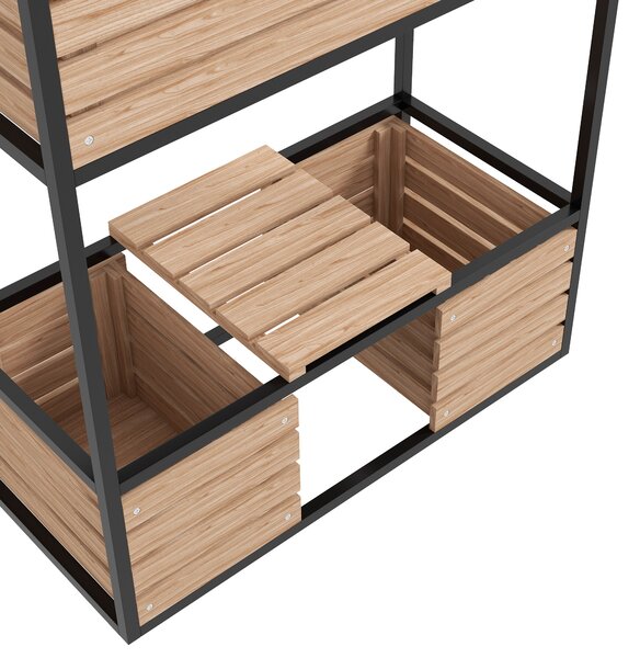 Outsunny Fioriera a gradoni Orto rialzato, resistente alle intemperie, 3 fioriere, 83 cm x 39 cm x 100 cm, Naturale + Nero | Aosom Italy