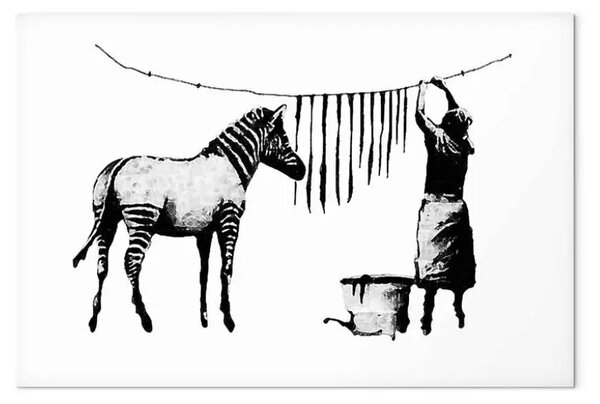 Quadro moderno Banksy: zebra che si lava in largozza