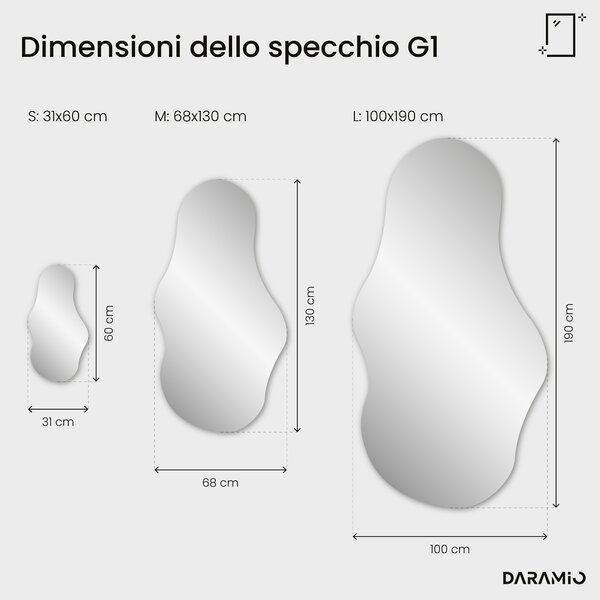 Specchio atipico con luce LED G1