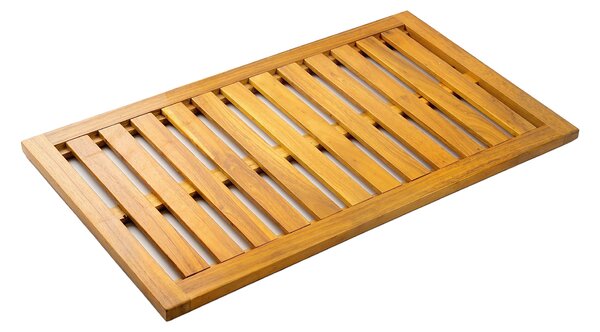 Outsunny Tappetino da Doccia in Legno di Acacia 91x51 cm Tappetino Antiscivolo per Bagno Spa o Piscina Naturale | Aosom Italy