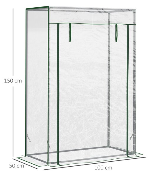 Outsunny Serra con porta, serra in telo resistente al gelo in acciaio, serra per balcone, giardino, serra per pomodori 100x50x150cm, serra per pomodori, verdure, fiori, piante, Trasparente | Aosom Italy
