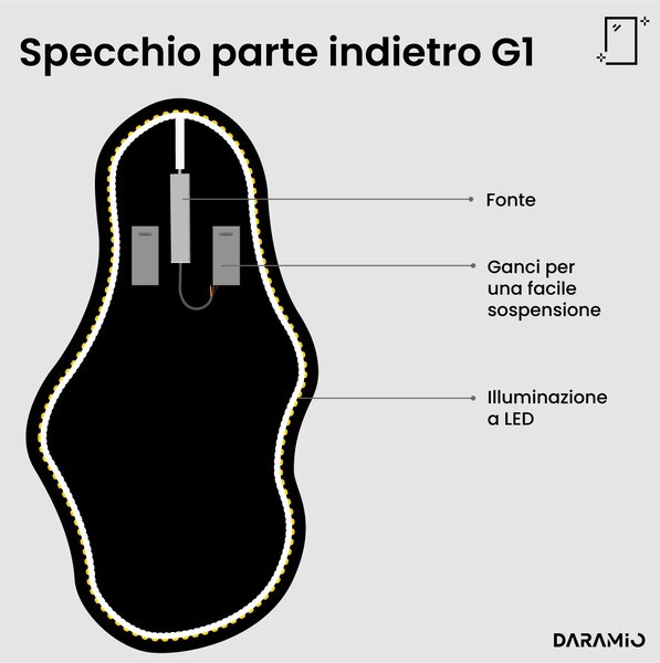 Specchio atipico con luce LED G1