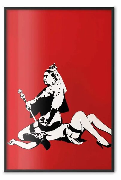 Poster: Regina - composizione di donna seduta su ragazza, stile Banksy