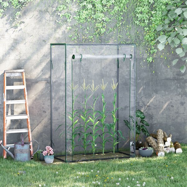 Outsunny Serra con porta, serra in telo resistente al gelo in acciaio, serra per balcone, giardino, serra per pomodori 100x50x150cm, serra per pomodori, verdure, fiori, piante, Trasparente | Aosom Italy