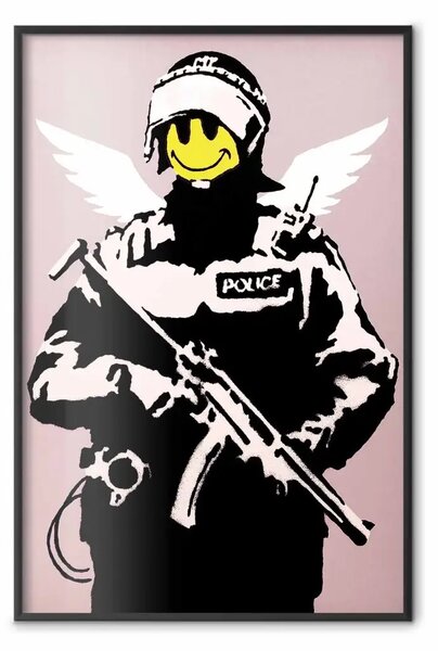 Poster: Agente - uomo con faccia gialla e ali, stile Banksy