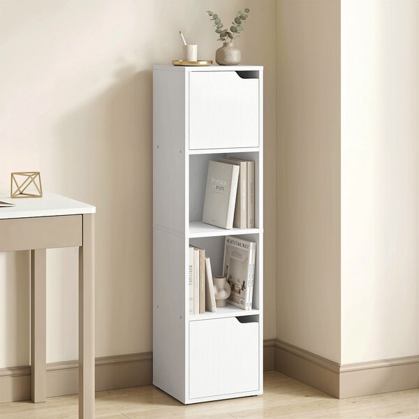 HOMCOM Libreria con 2 Armadietti e Ante, Scaffale a 4 Ripiani, Bianco | Aosom Italy