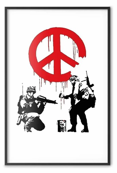 Poster: CND Soldiers - soldati dipingono simbolo pacifista, stile Banksy