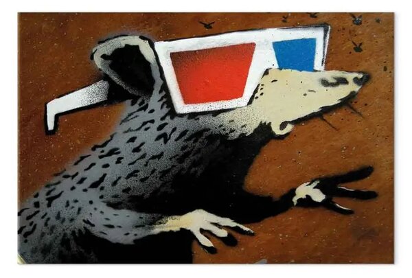 Quadro moderno Topo con occhiali 3D (Banksy) - street art di un animale fantastico