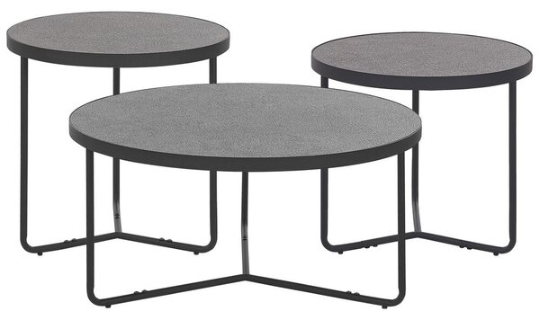 Set di 3 tavolini in color marrone e nero Beliani