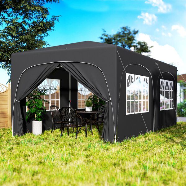 Outsunny Gazebo pieghevole 3 x 6m Pop Up, UPF50+ Altezza regolabile, con sacca di trasporto e sacchi di sabbia, grigio scuro | Aosom Italy