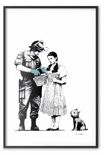 Poster: Dorothy e l'agente - mural di ragazza con cane su sfondo bianco