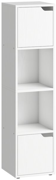 HOMCOM Libreria con 2 Armadietti e Ante, Scaffale a 4 Ripiani, Bianco | Aosom Italy