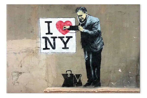 Quadro contemporaneo Medico e cuore sul muro - opere street art con scritta