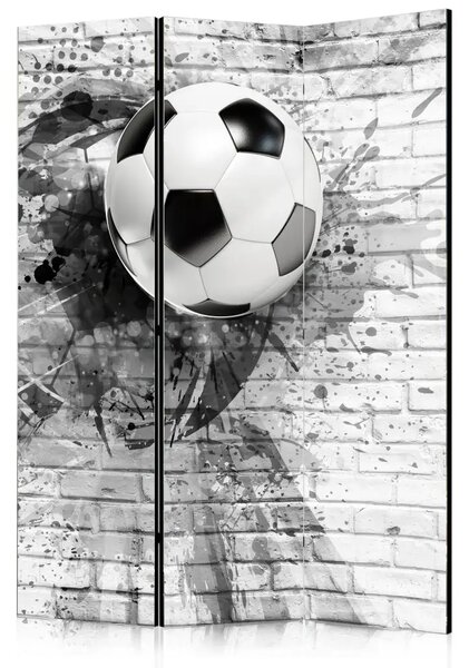 Paravento separè Dinamica del calcio - pallone da calcio bianco e nero su mattone