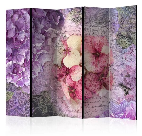 Paravento design Ricordo II - fiori romantici dipinti ad acquerello
