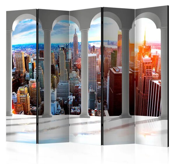 Paravento design Pilastri e New York II - skyline di New York