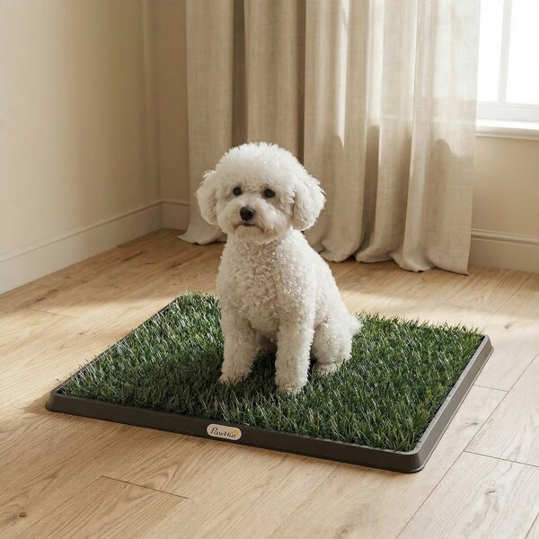 PawHut tappetino per cani con vassoio ed erba artificiale, 63 x 50,5 cm, verde | Aosom Italy