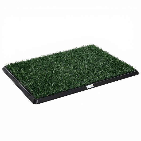 PawHut Tappetino Erboso Lavabile per Cani con Erba Artificiale e Vassoio per Uso Interno ed Esterno 76 x 50,5 cm | Aosom Italy