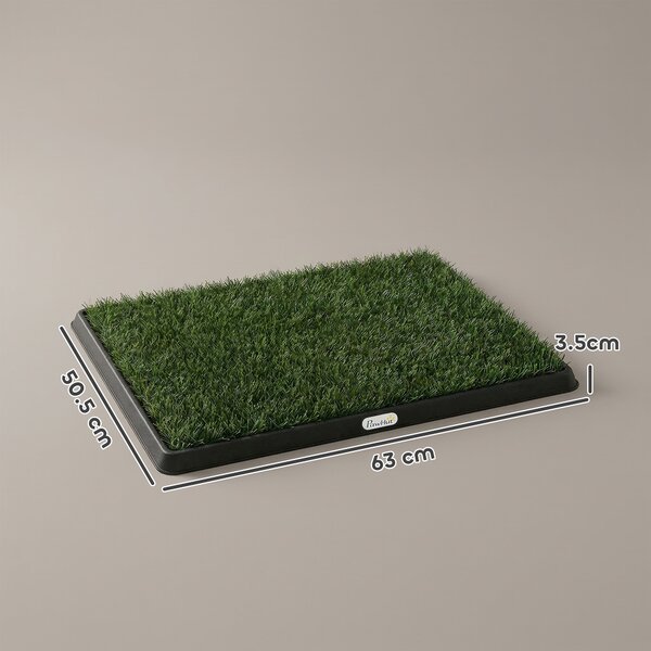 PawHut tappetino per cani con vassoio ed erba artificiale, 63 x 50,5 cm, verde | Aosom Italy