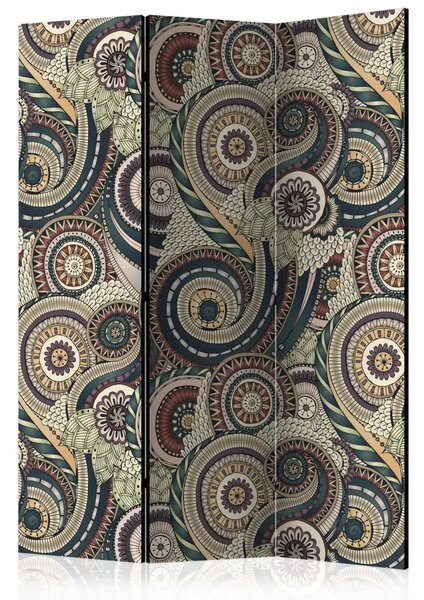 Paravento Ornamento elegante - motivo orientale di fiori e piante