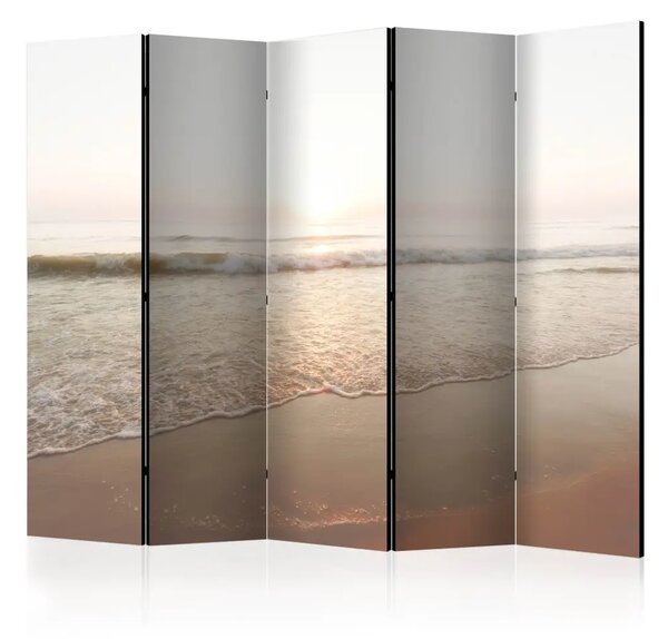 Paravento design Meravigliosa alba II - paesaggio marino con onde