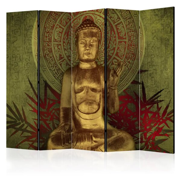 Paravento separè Buddha dorato II - sacra statua orientale nello stile Zen