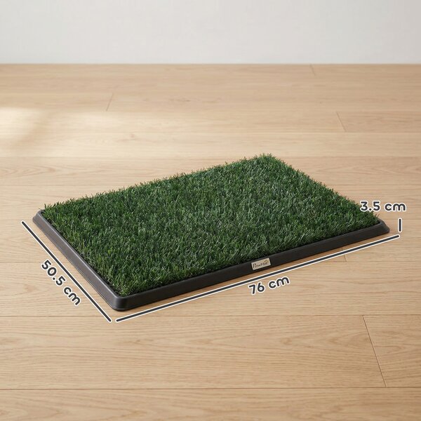 PawHut Tappetino Erboso Lavabile per Cani con Erba Artificiale e Vassoio per Uso Interno ed Esterno 76 x 50,5 cm | Aosom Italy