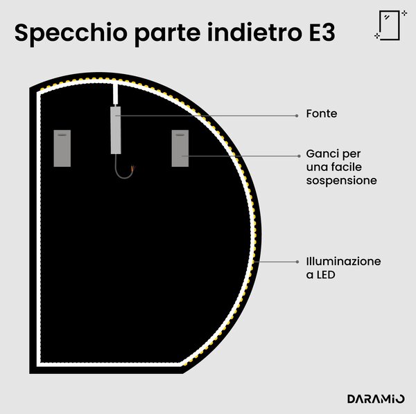 Specchio rotondo con luce LED E3