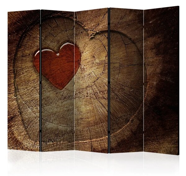 Paravento design Amore eterno II - Tronco d'albero tagliato a forma di cuore