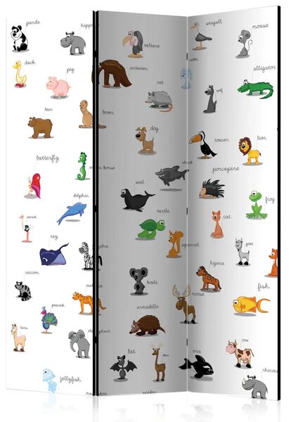 Paravento Animali per bambini - illustrazioni colorate con scritte