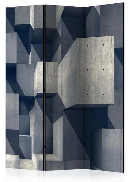 Paravento design Città di cemento - astrazione geometrica in grigio